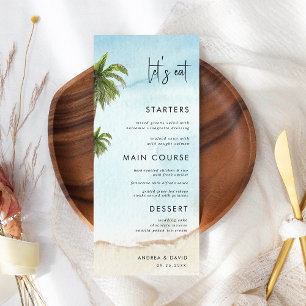 Palm Tree Exotic Tropical Beach Let's Eat Wedding Menu