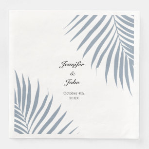 Palm Tree Foliage Dusty Blue Leaves Cool Wedding Napkin