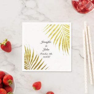 Palm Tree Foliage Gold Foil Leaves 2020 Weddings Napkin