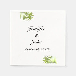 Palm Tree Foliage Green Watercolor Leaves Wedding Napkin