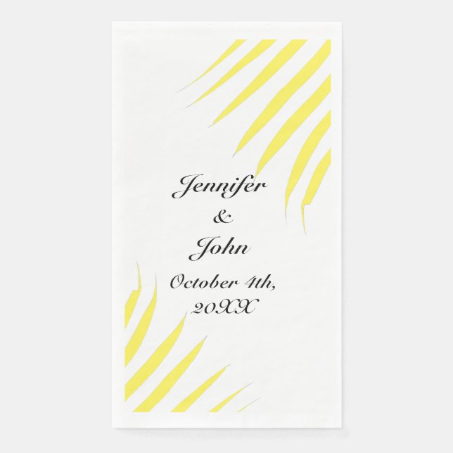 Palm Tree Foliage Lemon Yellow Leaves Weddings Napkin (Front)