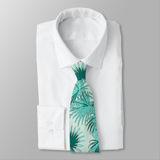 Palm Tree Fronds Leaves Tropical Islands Tie (Tied)