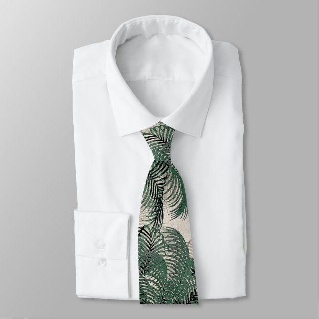 Palm Tree Fronds Leaves Tropical Islands Tie (Tied)
