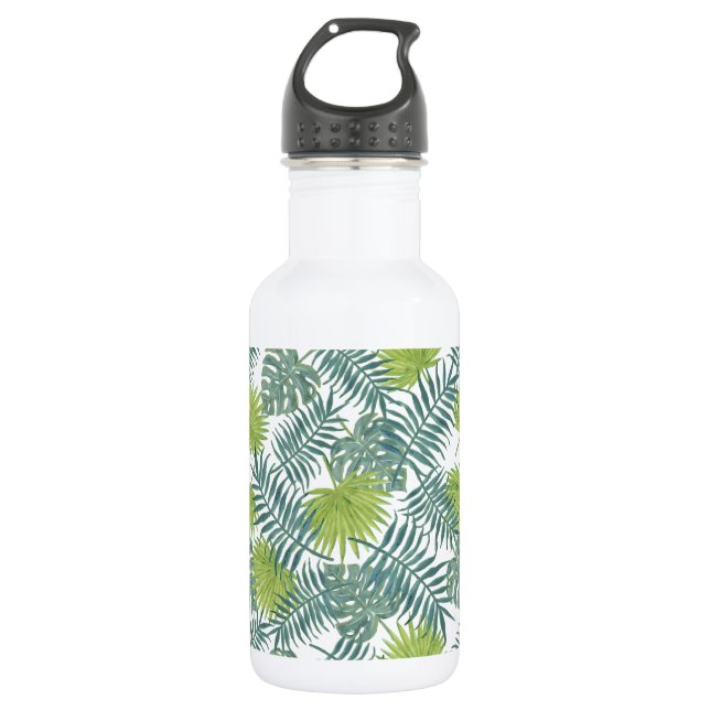 Palm Tree Fronds Painting Hawaiian 532 Ml Water Bottle (Front)