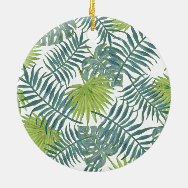 Palm Tree Fronds Painting Hawaiian Ceramic Tree Decoration (Back)