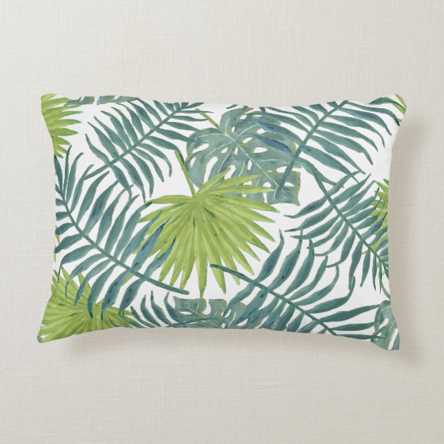 Palm Tree Fronds Painting Hawaiian Decorative Cushion (Back)