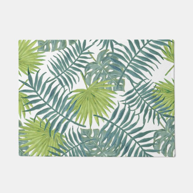 Palm Tree Fronds Painting Hawaiian Doormat (Front)