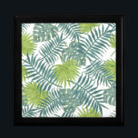 Palm Tree Fronds Painting Hawaiian Gift Box<br><div class="desc">Palm tree branches - Blue and Green Pattern - A classic palm tree palm frond illustration.

Greeting Cards are Completely customisable - change the greeting to happy holidays,  merry Christmas,  and then create your own greeting inside.</div>