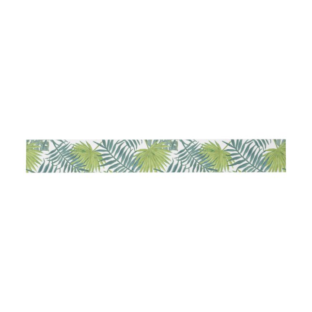 Palm Tree Fronds Painting Hawaiian Invitation Belly Band (Flat)