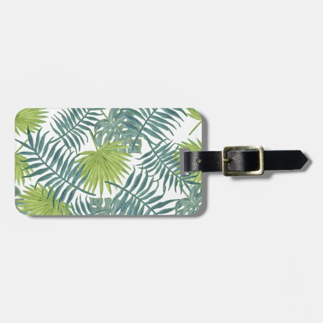 Palm Tree Fronds Painting Hawaiian Luggage Tag (Front Horizontal)