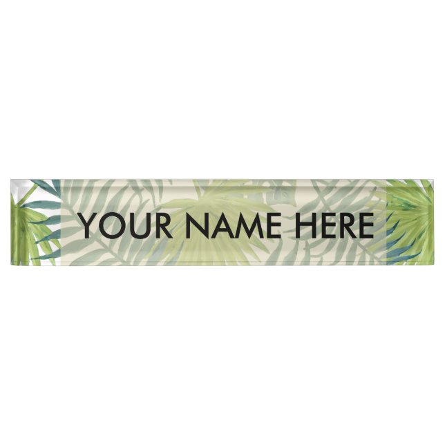 Palm Tree Fronds Painting Hawaiian Nameplate (Front)