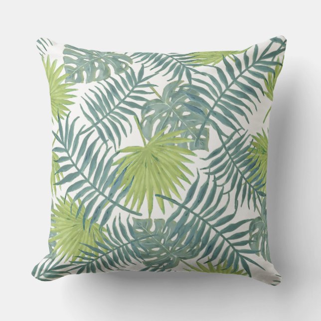 Palm Tree Fronds Painting Hawaiian Outdoor Cushion (Front)