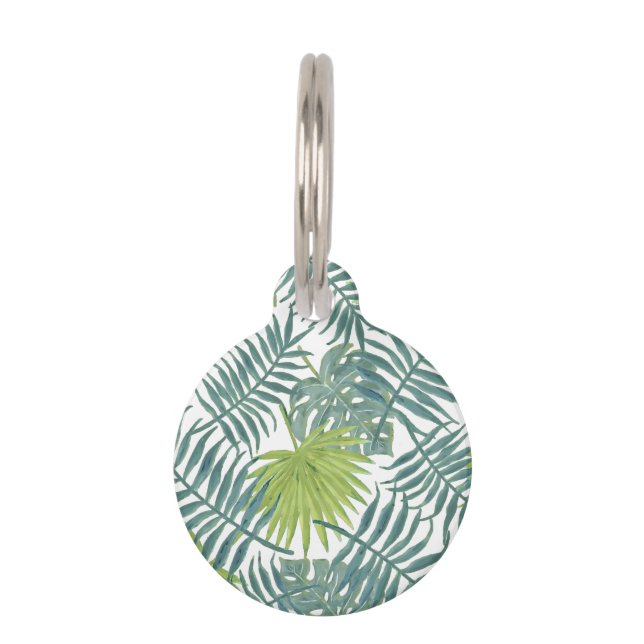Palm Tree Fronds Painting Hawaiian Pet Tag (Front)