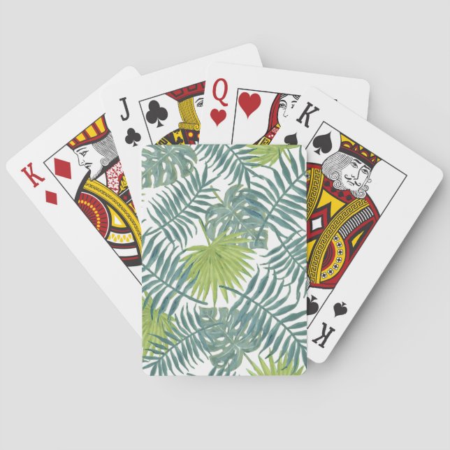 Palm Tree Fronds Painting Hawaiian Playing Cards (Back)