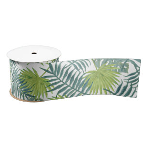 Palm Tree Fronds Painting Hawaiian Satin Ribbon