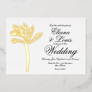 Palm Tree Gold Black Summer Wedding Pressed 