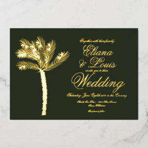 Palm Tree Gold Green Summer Wedding Pressed