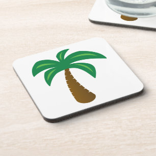 Palm Tree - Hard Plastic coasters with cork back -