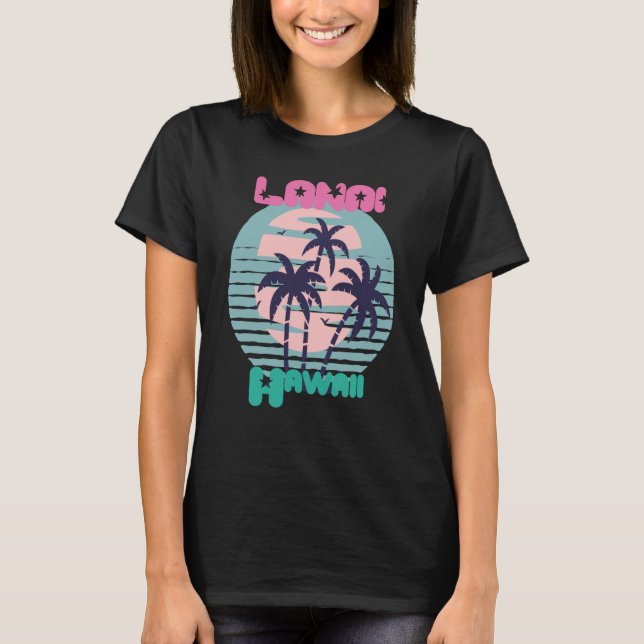 Palm tree Hawaii Lanai Vacation Beach Ocean T-Shirt (Front)
