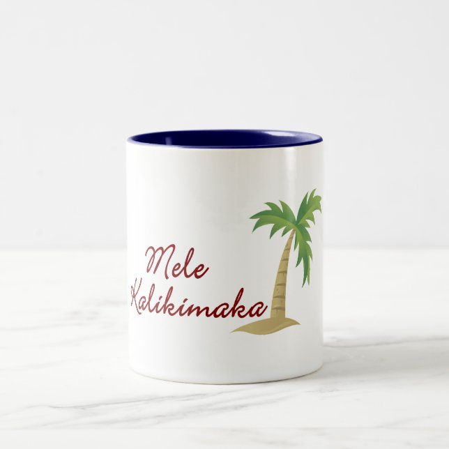 Palm Tree hawaiian christmas 2 Two-Tone Coffee Mug (Center)
