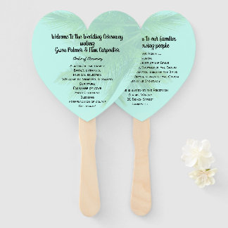 Palm Tree Heart-Shaped Wedding Fan Program