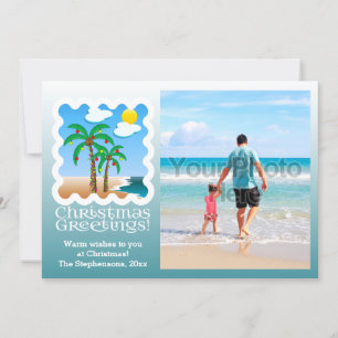Palm Tree Holiday Lights Beach Christmas Photocard
