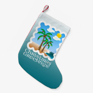 Palm Tree Holiday Lights Beach Christmas Small Christmas Stocking