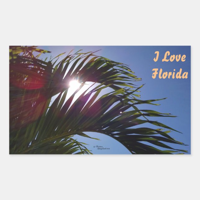Palm tree I Love Florida Stickers (Front)