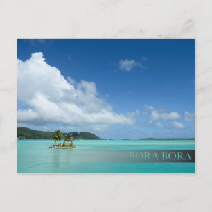 Palm tree in Bora Bora lagoon bar postcard