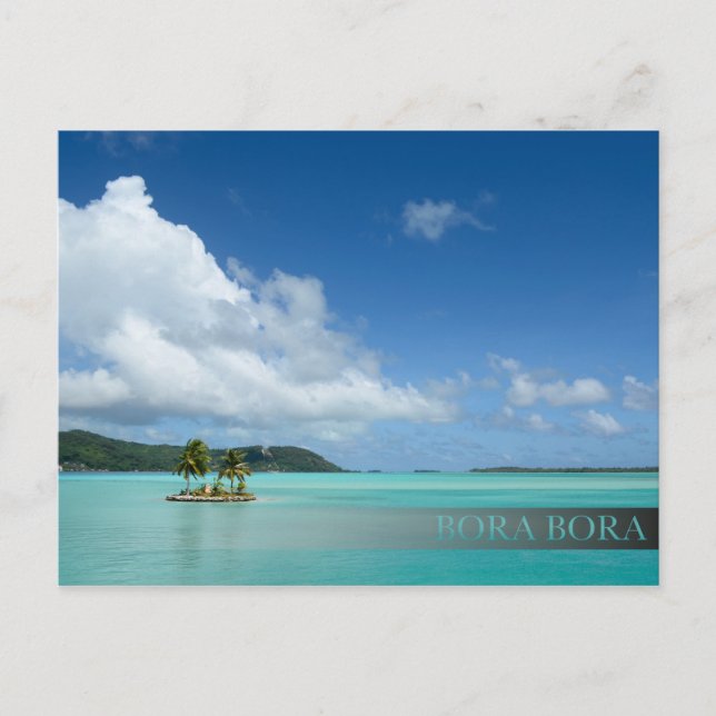 Palm tree in Bora Bora lagoon bar postcard (Front)