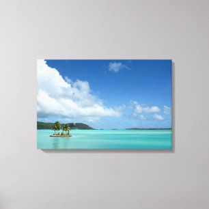 Palm tree in Bora Bora lagoon canvas print