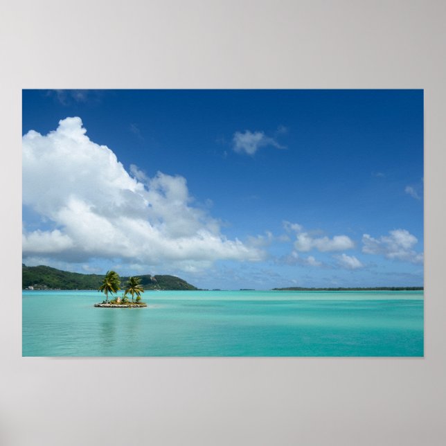 Palm tree in Bora Bora lagoon poster print (Front)
