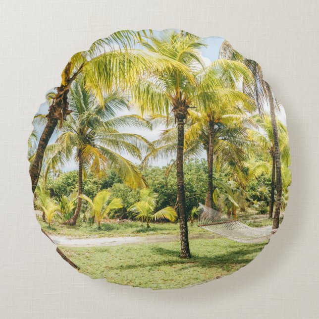 Palm tree in the morning round cushion (Front)