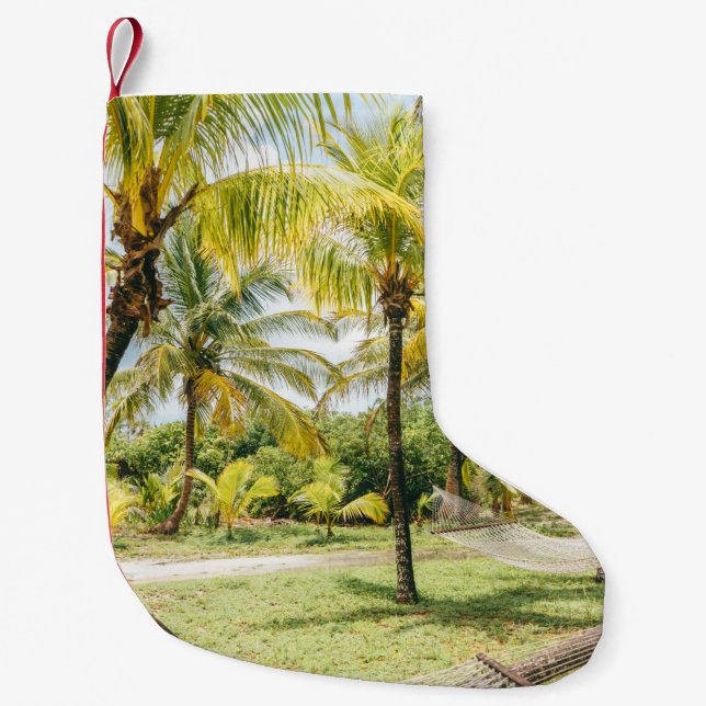Palm tree in the morning small christmas stocking (Front)