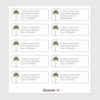 Palm Tree Individual Address Mailing Labels