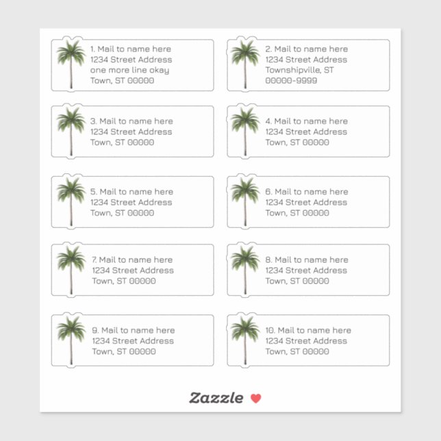 Palm Tree Individual Address Mailing Labels (Sheet)