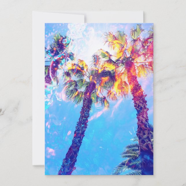 Palm Tree Invitation, Notecard, Stationary Invitation (Front)