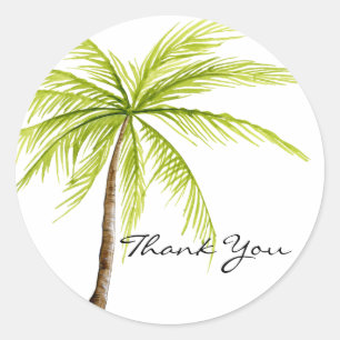 Palm Tree Island Beach Tropical Modern Thank You Classic Round Sticker