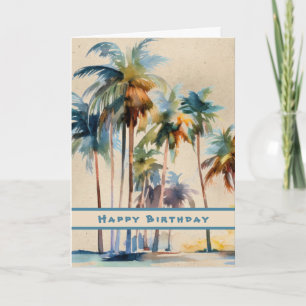 Palm Tree Island Breeze Happy Birthday Card