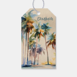 Palm Tree Island Breeze Happy Birthday Gift Tag