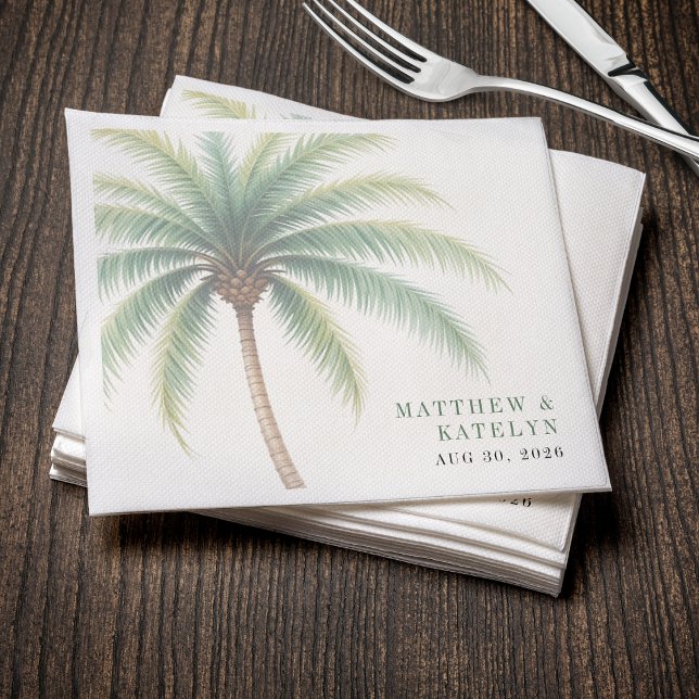 Palm Tree Island Destination Green Wedding Napkin (Palm Tree Island Destination Green Wedding Napkins
)