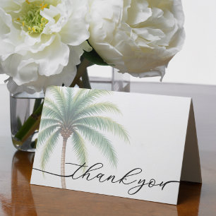 Palm Tree Island Destination Wedding Green Thank You Card