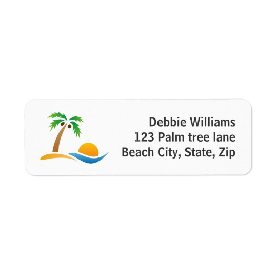 Palm tree island sunrise return address labels