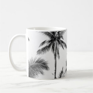 Palm Tree Leaf Black White Coffee Mug