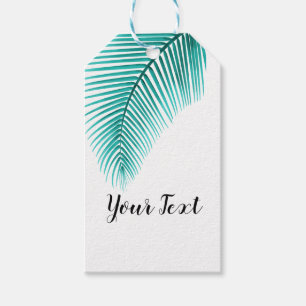 Palm Tree Leaf Gift Tag, Tropical Turquoise Tags