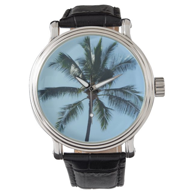 *Palm Tree* Leather Watch (Front)
