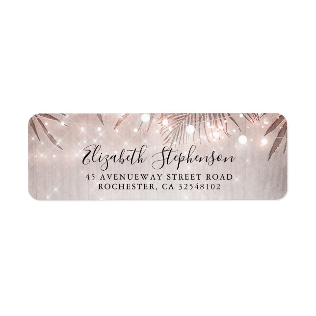 Palm Tree Leaves and String Lights Beach Party (Front)