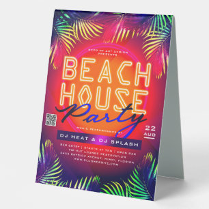 Palm Tree Leaves Beach House Party Club Event Ad
