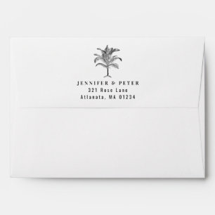 Palm Tree Leaves Black & White Abstract Pattern  Envelope