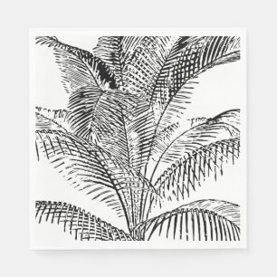 Palm Tree Leaves Black & White Abstract Pattern  Napkin